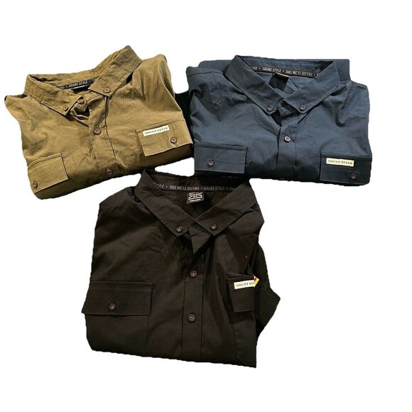 Three (3) Grunt Style Garage SS Button Down Mens Shirts Size XXXL American Flag - Picture 1 of 16